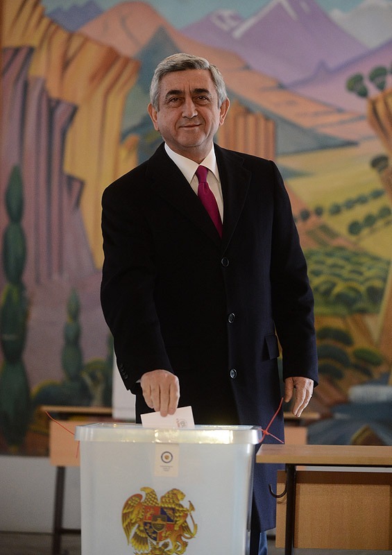 Armenia --- President Serzh Sarkissian votes in February 18 presidential elections, Yerevan, 18Feb2013
