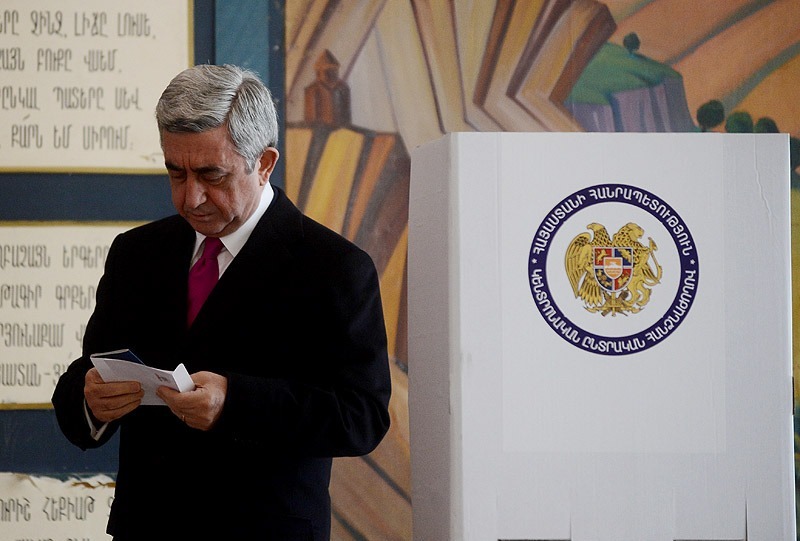 Armenia --- President Serzh Sarkissian votes in February 18 presidential elections, Yerevan, 18Feb2013