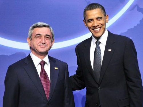 Barack Obama meets Serzh Sargsyan at the Nuclear Security Summit, April 2010