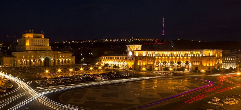 Yerevan's Republic Square by night, Photo by Sonanik